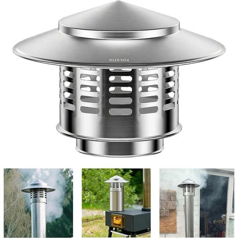 Chimney Hat 110mm 304 Stainless Steel Silver - Rain and Bird Cap for Smoke Pipe - Rain Resistant to Weather (1/5)