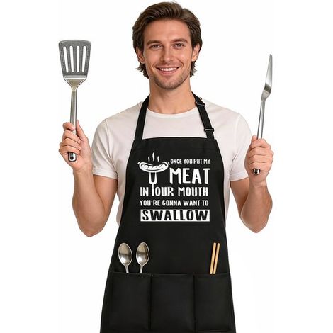 Grembiule da cucina con cinturino al collo, 67 x 77 cm. Grembiule per uso domestico, per grigliare e cuocere al forno. Resistente alle macchie. Bellissimo grembiule da cucina per cucinare e non solo. (1/5)