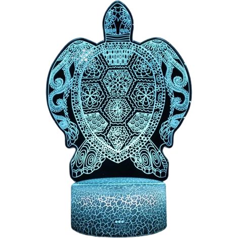 Lampe 16 Couleurs 3D LED Smart Remote Control Lampe avec 4 modes, Veilleuse Animal pour enfant, Tortues De Mer, MYD28 (1/5)