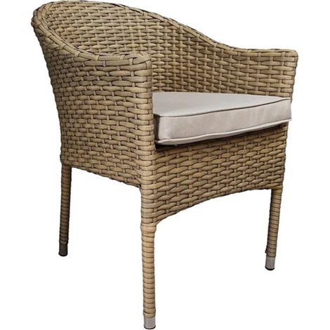 Signature Weave Darcey Wicker Stacking Garden Dining Chair & Cushions Natural