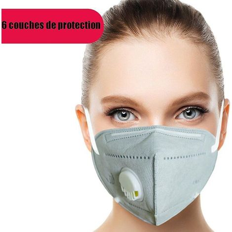 Lot de 30 masques FFP2 KN95 anti-pollution à 6 couches, filtration à 98 %, jetables (1/4)