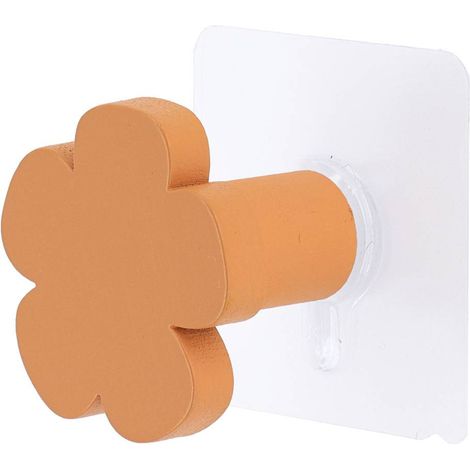 Patere en bambou peint forme fleur d5 cm sur sticker - ocre - Tendance (1/3)