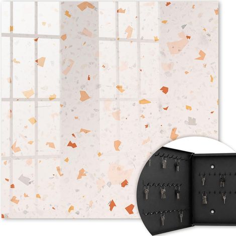 Armoire à clés - (30 cm x 30 cm) - Boîte à clés murale - Coffret de rangement pour clés - Couleur noire - Ouverture vers la gauche - Pour maison et bureau - Mosaïque élégante
