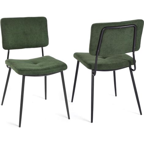 Lot de 2 Chaises de Salle à Manger Rétro Vintage avec Dossier Assise Rembourrée en Tissu Pieds en métal pour Cuisine Salon Chambre Bureau (1/5)
