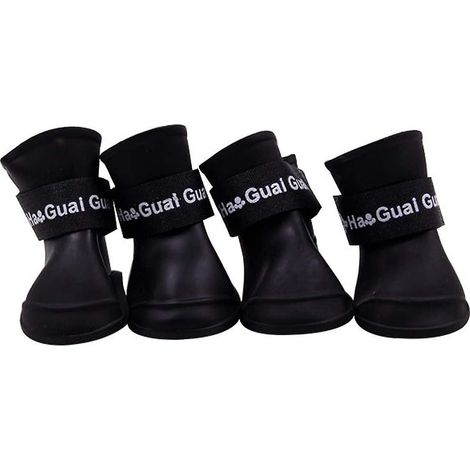 Chaussures pour chiens en silicone imperméables et antidérapantes pour petits animaux de compagnie - Lot de 2 paires (Taille S, Noir) (1/5)