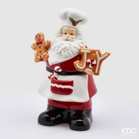 EDG Enzo De Gasperi Contenitore Natale Babbo Cuoco 20 x 12 Cm H 28 Cm White Red