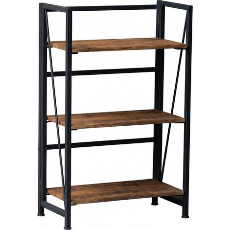 Libreria Pieghevole Rovere 3 Ripiani Scaffale Mobile 59.5x30.5x93cm