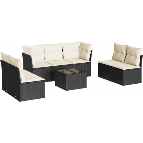 Maison Exclusive - Set Divani da Giardino con Cuscini 8 pz Nero in Polyrattan