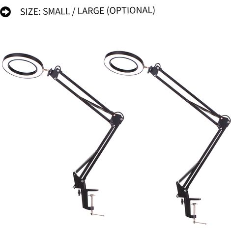 5-fach LED-Vergrößerungslampe mit Klemme, freihändig, verstellbarer Schwenkarm, USB-Stromversorgung, 3 Beleuchtungsmodi, variable Helligkeit