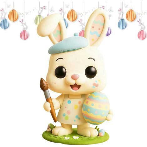 Statue de Lapin de Pâques Décoration saisonnière Figurines artisanales de fête pour bibliothèque, vitrine, coiffeuse, chevet, bord de lit, bureau, chambre, salon, espace de (1/5)