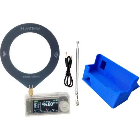 Geeignet für das tragbare Mini-Radio SI4732, LSB-Vollband, USB-Schnittstelle, unterstützt AM-, FM-, HF-, SW-, MW- und VHF-Bänder, transparentes Gehäuse mit 3D-Ständer.