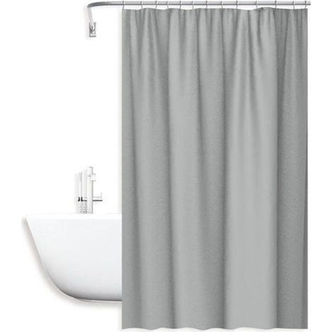180x200cm Rideau De Douche Imperméable Anti-moisissure Avec Anneaux Salle De Bain Gris Clair 69850 (1/2)
