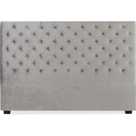 Tête de lit capitonnée Constance 180cm Velours Gris (1/2)