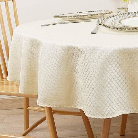 Runde Tischdecke abwischbar 150 cm Beige, wasserdicht, Polyester, waschbar