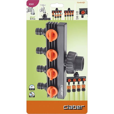 Derivazione a Quattro Vie Art 8581 3/4 Claber 4 Blister