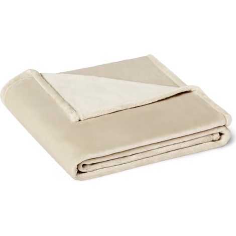 Plaid en Polaire Doux et Moelleux, Plaid de Canapé Confortable Non-Chauffant, 127cm x 152cm, Beige Couverture Douce, Moelleuse, Chaude et Douillette, pour Canapé et Sofa (1/5)