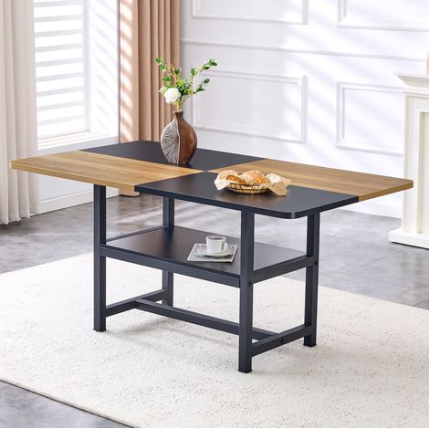 MEUBLIV Tavolo da pranzo rettangolare 160x90 cm nero e legno con vano contenitore (1/5)