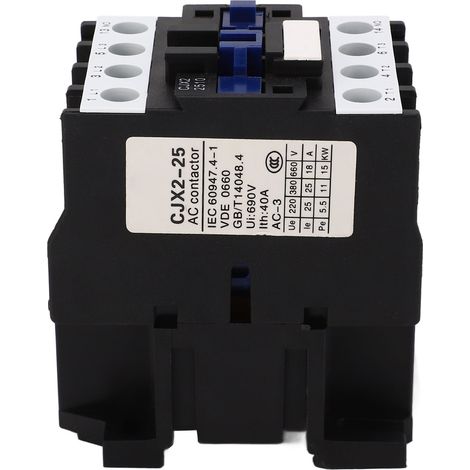 Contacteur CJX2-2510 AC380V 25A avec bobine de contact argentée, tripolaire, 3P, NO, pour rail DIN 35 mm (1/5)