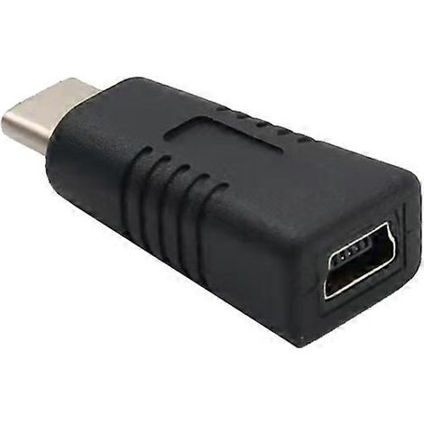 Adaptateur mini USB femelle vers USB-C mâle pour téléphone, compatible avec la charge et le transfert de données. (1/5)