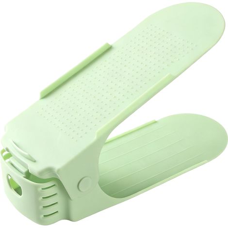 Empileur de chaussures avec fentes épaisses à Double couche, gain de place avec 4 hauteurs réglables pour armoire de chambre à coucher, vert (1/5)
