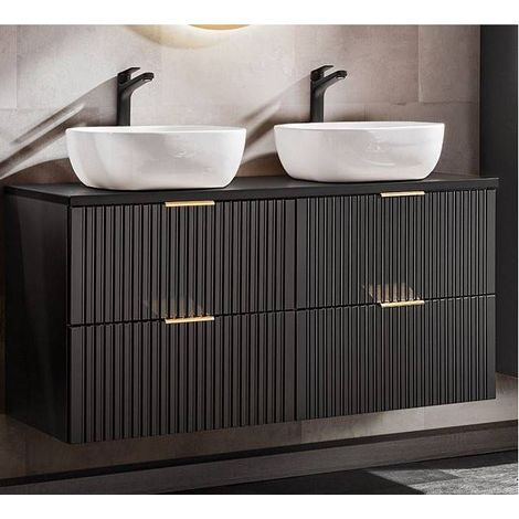 Ensemble meuble double vasques à poser 120 cm - Georgia Black - Livraison gratuite
