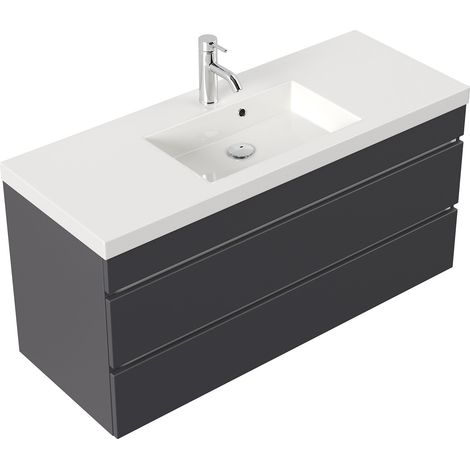 Badmöbel GENEVA 120 SoftClose anthrazit mit grifflosen Schubladen (1/5)