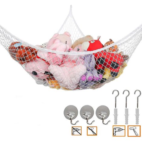 Hamac géant pour jouets, peluches et rangement, filet mural de 178 cm (70 pouces). (1/4)