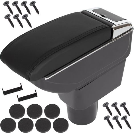 Reposabrazos para Dacia Duster I 10-17 con compartimento de almacenamiento, piel ecológica negra + kit de instalación. (1/5)