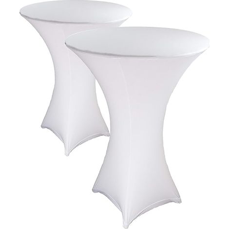 Lot de 2 Blanc Housse pour Table Haute, Nappe Mange Debout 80x110cm Blanc Nappes à Coins Carrés Extensibles en Spandex pour Cocktail Mariage Banquet Anniversaire Banquet Bar Table (1/5)