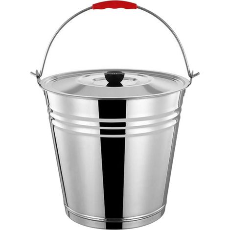 Seau à Charbon Léger et Épais pour Barbecue 8l en Acier Inoxydable avec Couvercle pour Usage Extérieur et Restaurant (1/5)