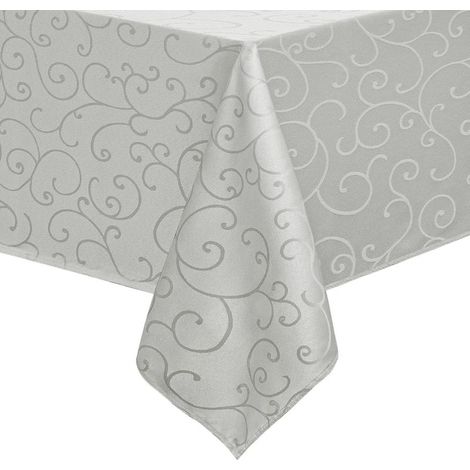 Rechteckige Tischdecke 240 x 140 cm, graues Jacquard-Gewebe, schmutzabweisend, waschbar, wasserabweisend. Große Tischdekoration für Frühling, Ostern, Partys, Hochzeiten, Geburtstage und den Garten. (1/5)
