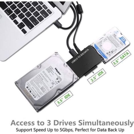 Kit de Câble Adaptateur pour Disque dur externe USB 3.0 vers IDE et SATA - - Blanc - Garantie 2 ans (1/4)