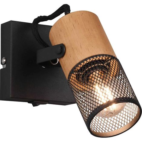 Applique spot intérieur TOSH noire métal/bois 1xE14 Trio (1/5)