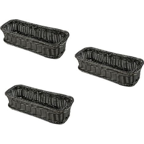 Cestino portaposate intrecciato in finta rattan, organizer per utensili con fori di drenaggio per cassetto della cucina.