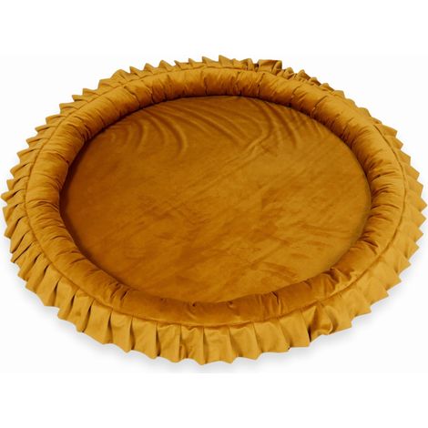 Colchoneta nido infantil de 120 cm, terciopelo dorado (1/2)