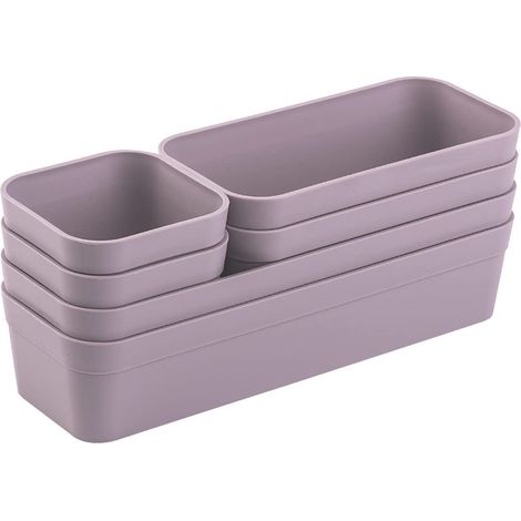 jeu d’organiseurs de tiroirs, boîte de rangement, système de séparation unique, réglable, lilas (1/5)