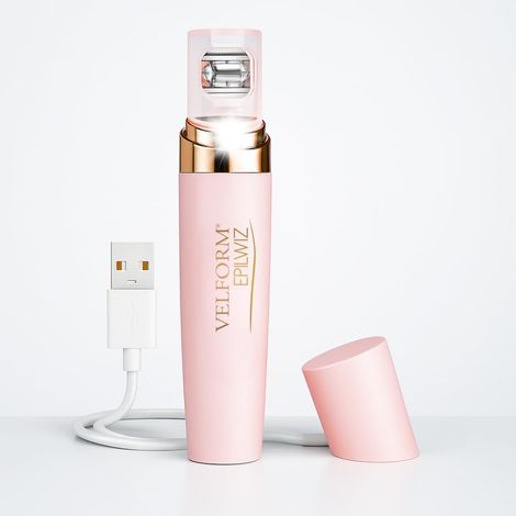 Epilwiz, épilateur facial rechargeable, câble USB, système d'épilation avancé avec lumière LED, tête plaquée or 18 carats, tous types de peau (Advanced - USB) (1/5)