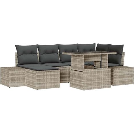 Maison Exclusive - Garten-Sofa-Set mit Speicher 7 pcs Hellgrau Po
