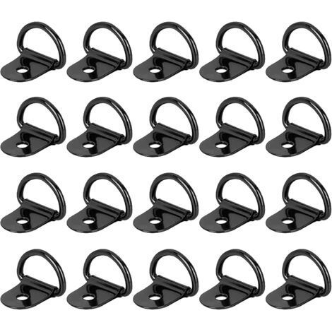 FENOPLASTICAAnneaux D'arrimage à Anneau en D 20 Pièces Anneau d'Arrimage en Acier Inoxydable Anneaux Arrimage pour Remorques Machinerie Lourde Outils Électriques Camping 36x25mm Noir (1/5)