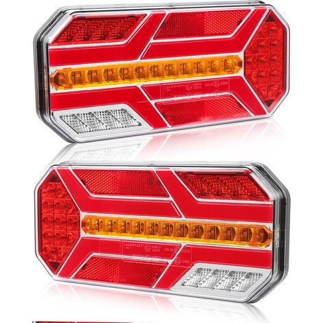 2 Pièces Feu Arrière LED Remorque 12/24V IP67 Étanche avec Position, Stop, Clignotant, Marche Arrière, Brouillard, Éclairage Plaque – Pour Camion, Camping-Car, Fourgon, Tracteur (1/5)