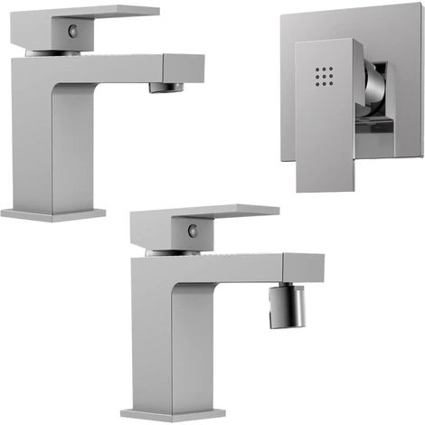 Set miscelatore lavabo e bidet senza scarico ed incasso doccia in ottone cromato Grace (1/4)