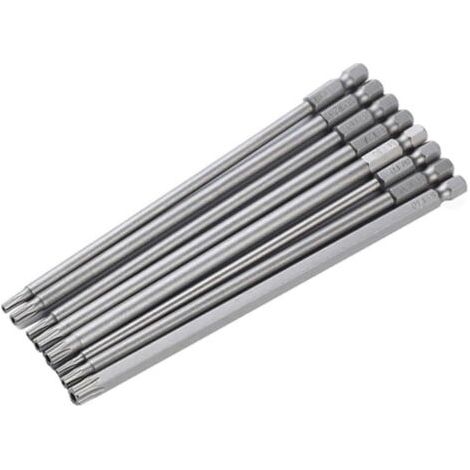 8pièces Jeu Embouts De Tournevis Étoile Embouts Coffret Outils Pour Réparation,100 mm de long (1/4)