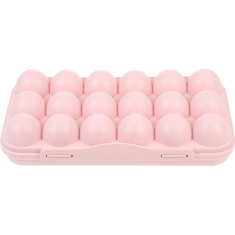 Boîte à œufs en plastique réutilisable, support de stockage pour 18 œufs, plateau à œufs empilable pour réfrigérateur avec couvercle, rose (1/5)