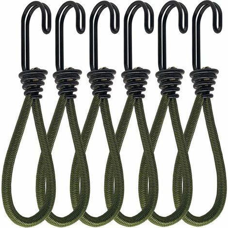 Pieces Rubber Bungee Cords with Hook, Hook for Bungee Cord or Bungee Cord, Elastic Rubber Bungee Cord, for Banners, Tents, Sleeping Bags, Tarpaulins (1/4)