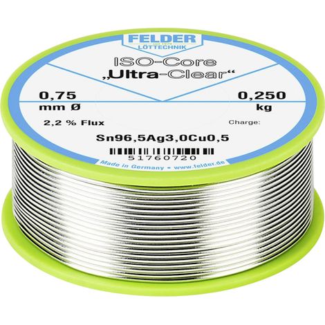 Felder ISO-Core "Ultra Clear" SAC305 Lötzinn Spule Sn96,5Ag3Cu0,5 0.250 kg 0.75 mm