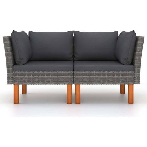 Maison Exclusive - Rohové pohovky 2 ks polyratan a masivní eukalyptové dřevo (1/5)