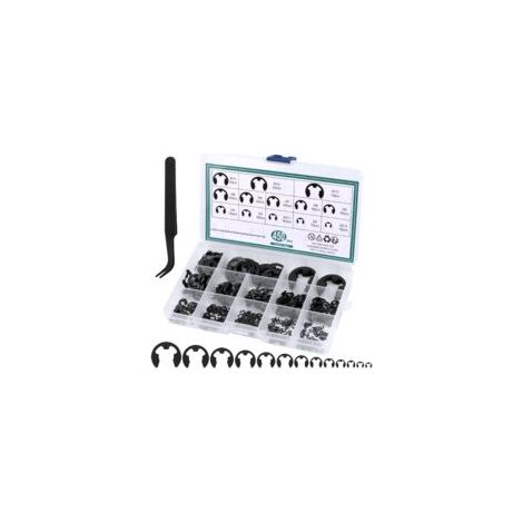 Lot de 450 Circlips Internes et Externes E-Clips - Anneaux de Retenue pour Poulies, Engrenages et Roulements - 13 Tailles avec Boîte (1/5)