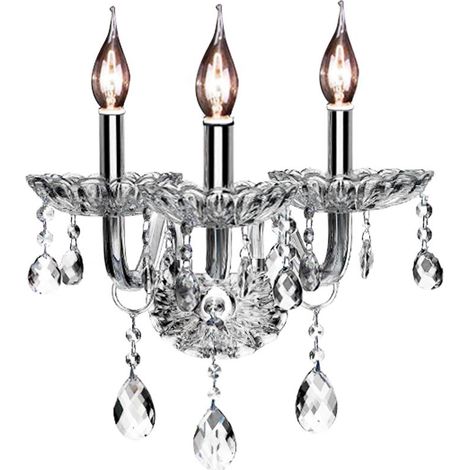 APPLIQUE da PARETE 300759 CRISTALLO CANDELA 3-PUNTI LUCE E14