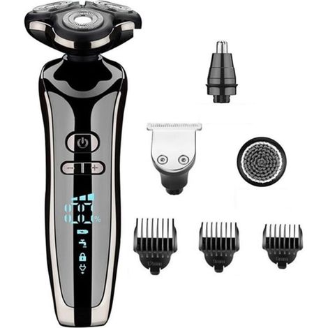 1 ensemble de rasoir électrique argenté pour hommes, tondeuse à barbe électrique 4D, tondeuse à cheveux pour adultes (1/4)