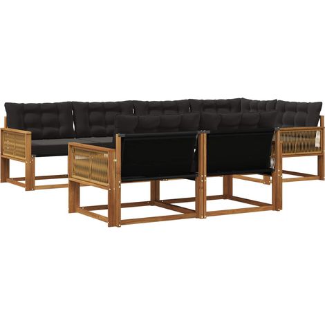 Set di divani da esterno con cuscino 7 pcs Naturale e Nero vidaXL (1/5)